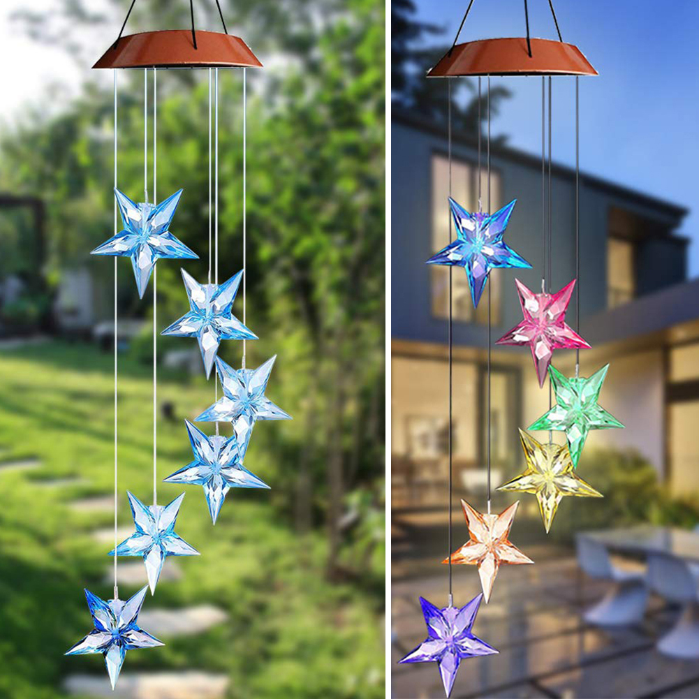 Außen Mobilen Wind Chime Licht Led Hängen Solar Powered Garten Spirale Lampe Tragbare Wasserdichte Farbwechsel Dekorative