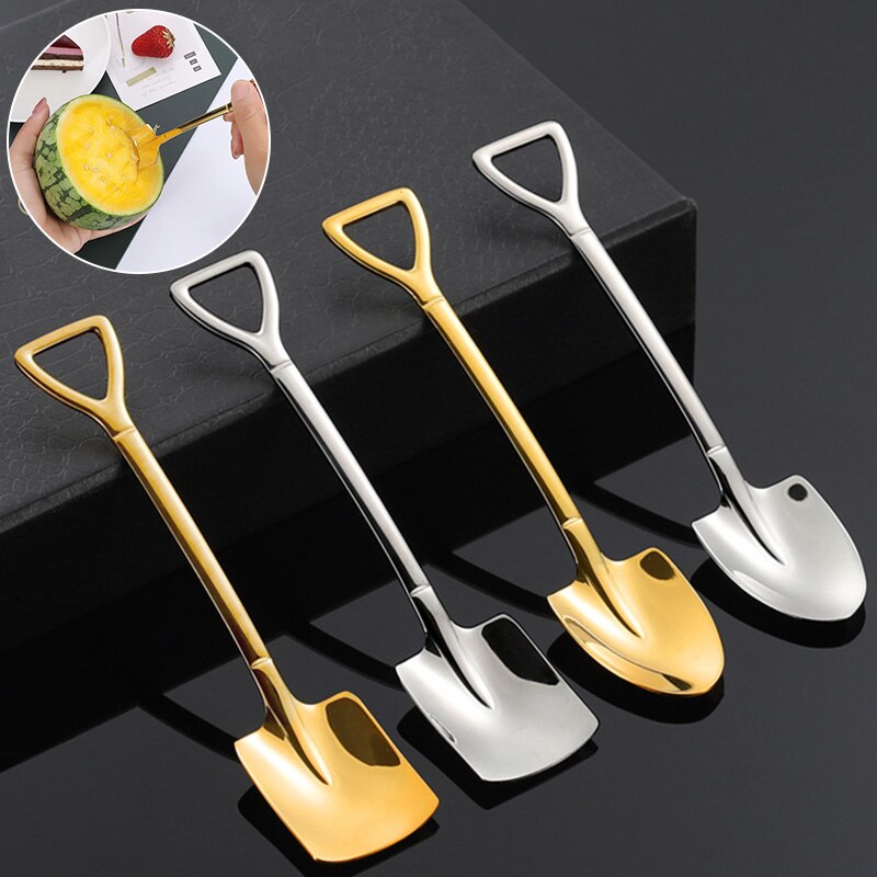 Retro Watermelon Shovel Coffee Spoon Stainless Steel Dessert Spoon Ice Cream Spoon Tip Flat Shovel for Christmas