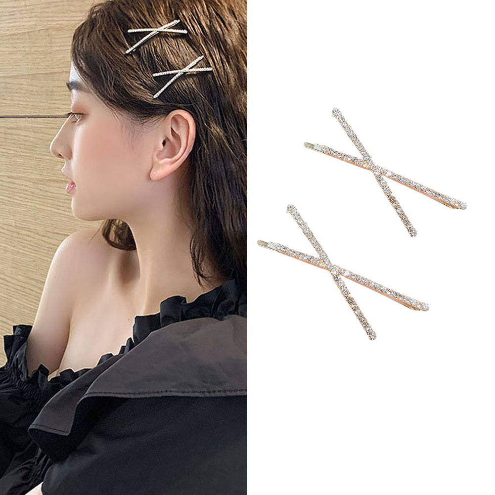 Horquillas cruzadas de cristal con diamantes de imitación para niña, pinzas para el pelo, pasadores, Clip lateral Simple, accesorios para el cabello, 1 ud.