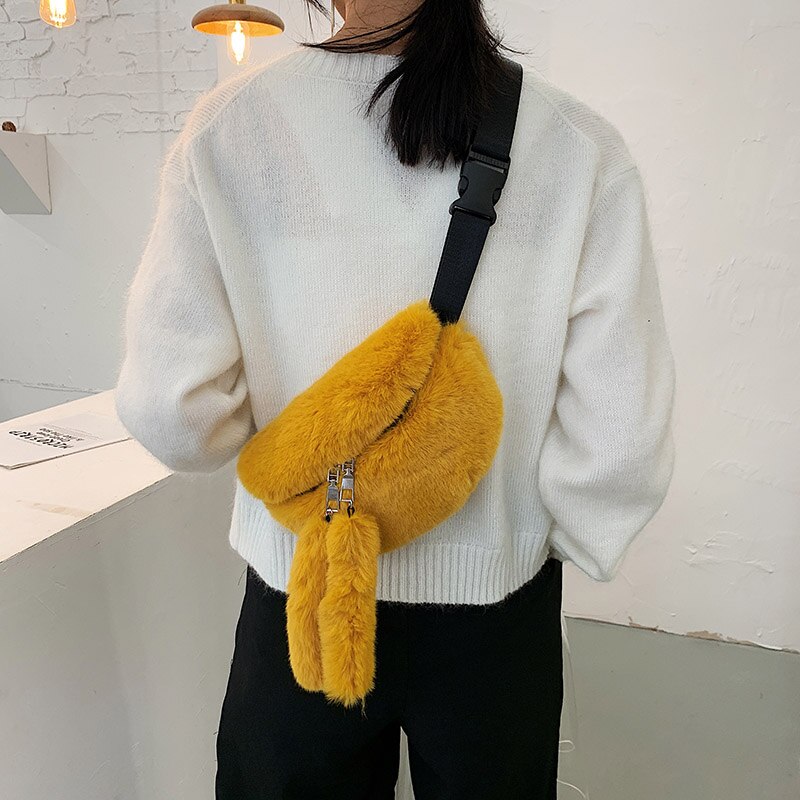 Trendige gürteltasche für damen, winter-samt-brusttasche, einfarbige schultertasche, bauchtasche, damen-outdoor-sportgürtel