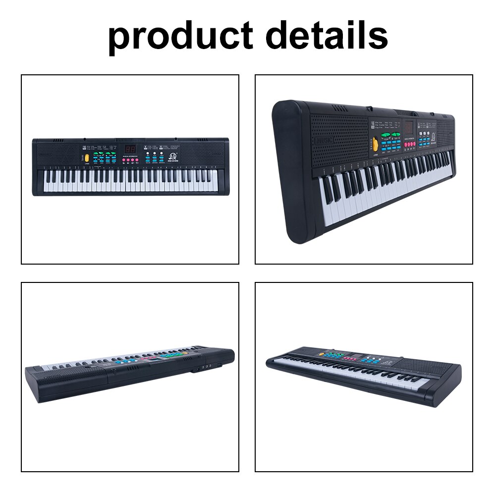 61 Key Electronic Keyboard with Digital Display Screen Kid Multifunctional Electric Piano with Microphone Interface for Beginner