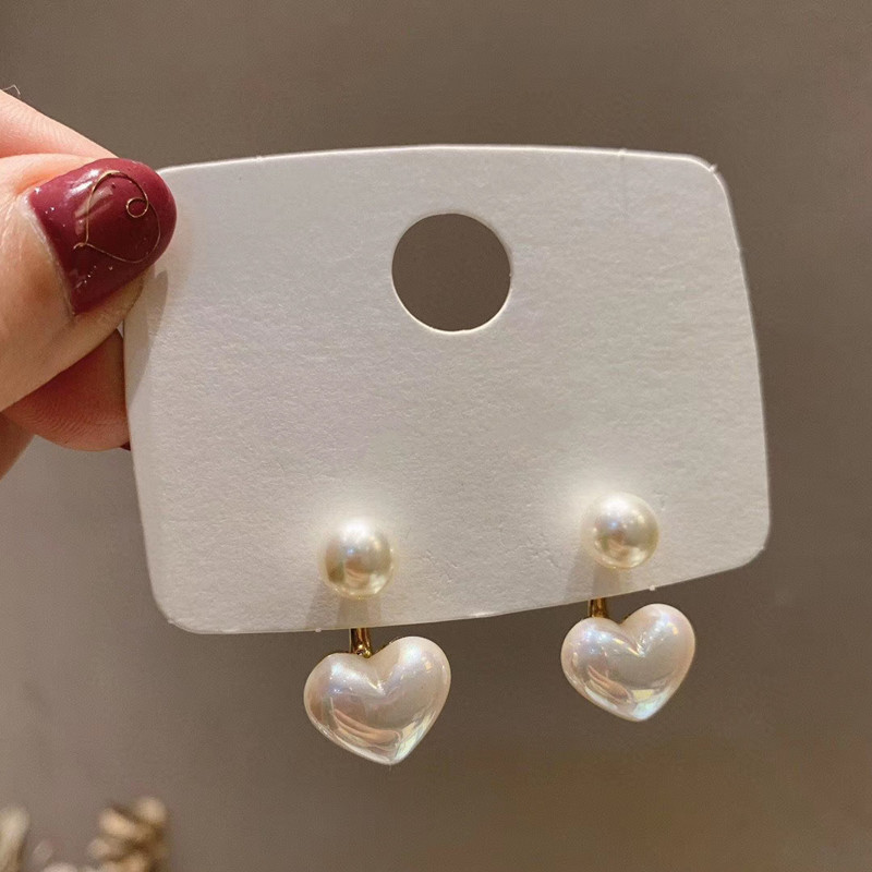 Eenvoudige Imitatie Parel Liefde Hart Oorbellen Voor Vrouwelijke Temperament Stud Oorbellen 2024 Trendy Elegante Mode Bruiloft Sieraden: MULTI
