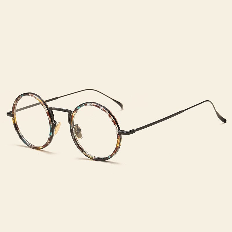 49248 Retro Round Plastic Titanium Glasses Frames Ultralight Men Women Optical Computer Glasses: C18Glass