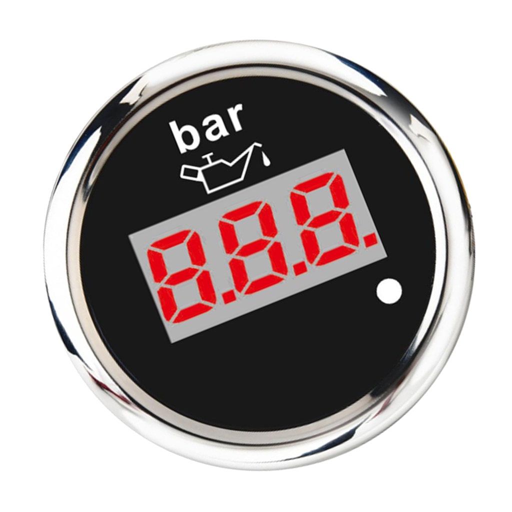 Electronic Universal Oil Pressure Press Gauge Meter 2inches 52mm 0BAR-10BAR for Car Vehicle Auto - Black