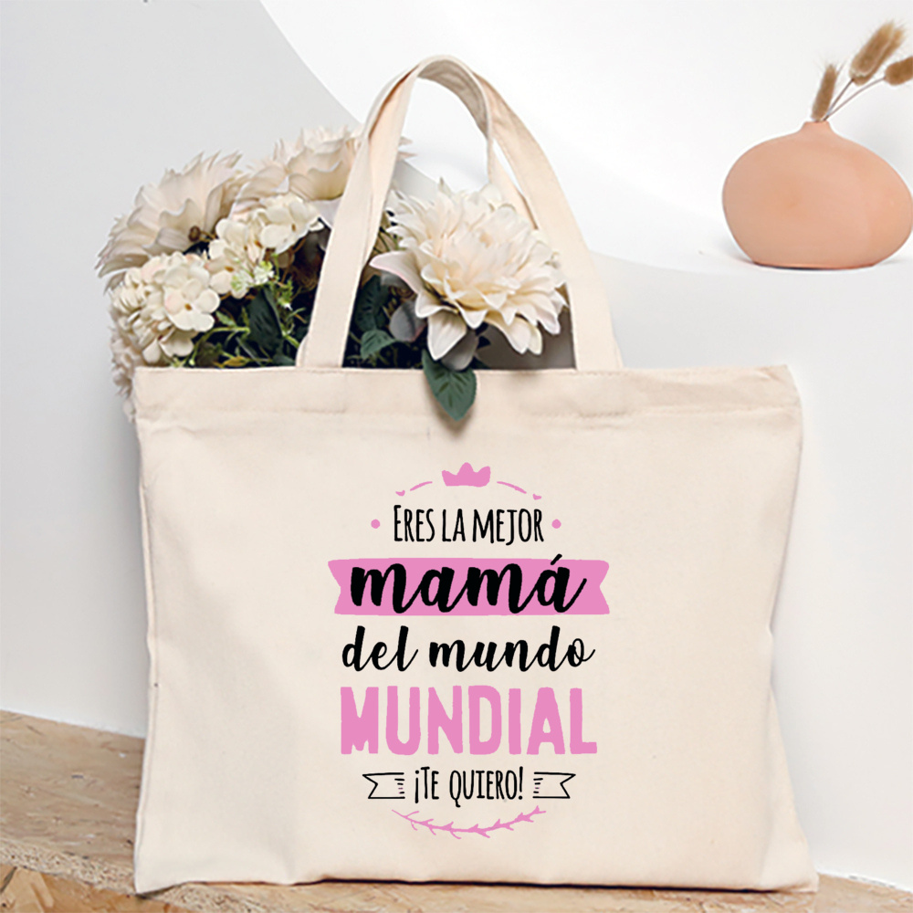 Tengo una mejor mamá del mundo, bolso de hombro estampado para mujer, bolso de lona, bolsos de compras para mujer, de cumpleaños para el día de la madre: Negro