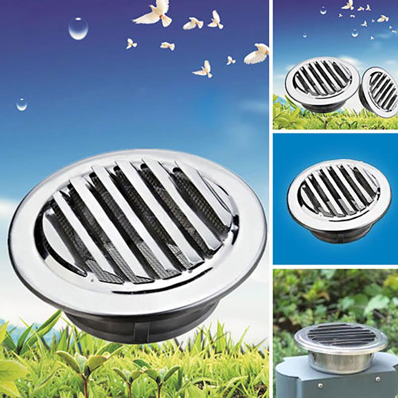 100mm Silver Stainless Steel Ventilation Grille Round Air Grille with Flange Insect Protection