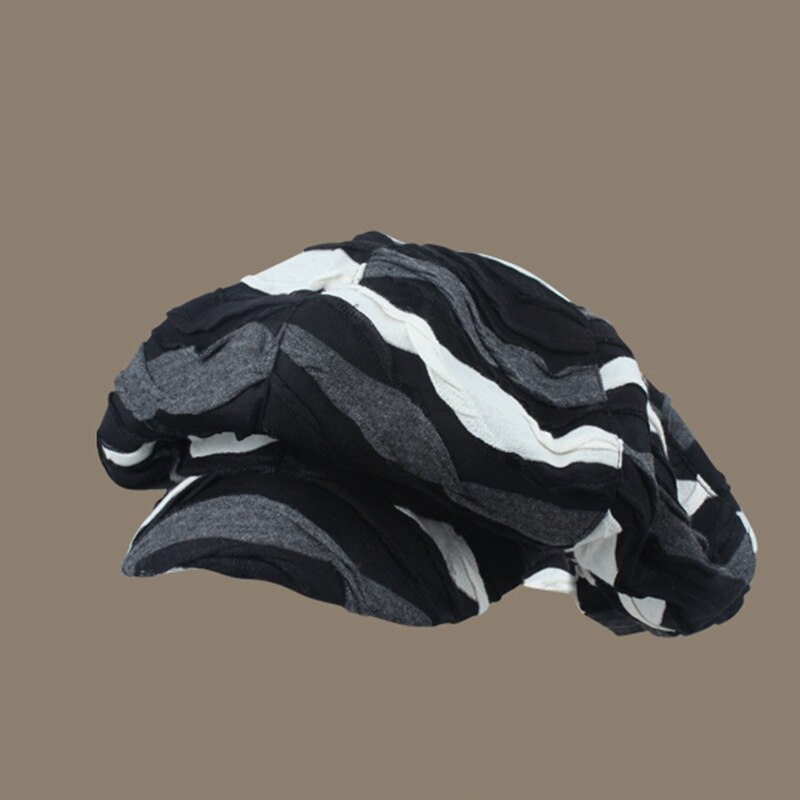 Mushroom Hat Large Cloud Hat spring Summer Black Octagonal Cap Women Face Small Bailey Painter Caps Blm: black