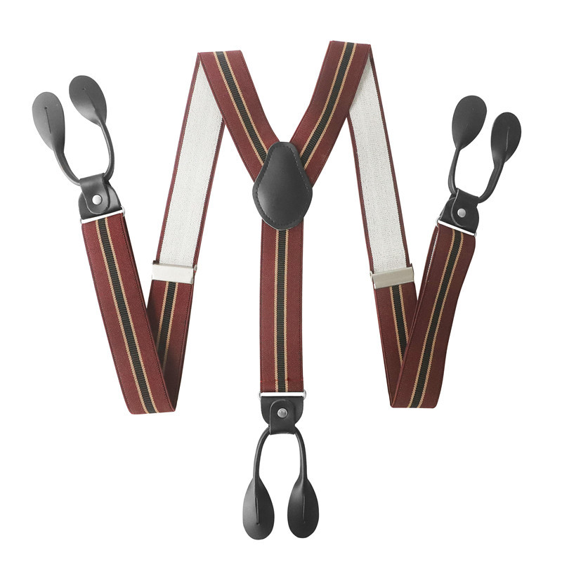 Bretelle Vintage ▾ da uomo di larghezza 3,5 cm con estremità a bottone in pelle PU nera rifinita con retrò a Y, bretelle elastiche regolabili per pantaloni, cintura