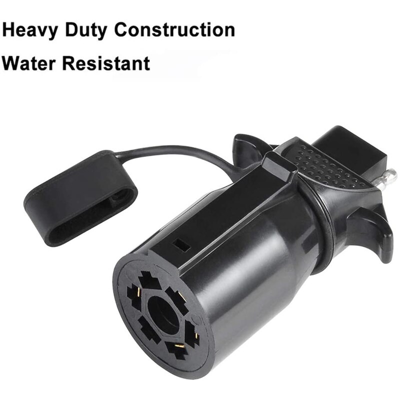 7 Way Blade to 4 Way Flat Trailer Adapter Weatherproof Female Trailer Connector Plug, 7 Pin to 4 Pin Trailer Converter