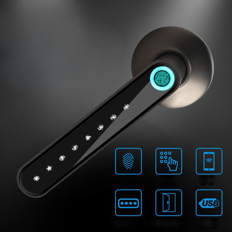 Fingerprint Door Lock Smart Bluetooth Password Handle USB Lock APP Keyless