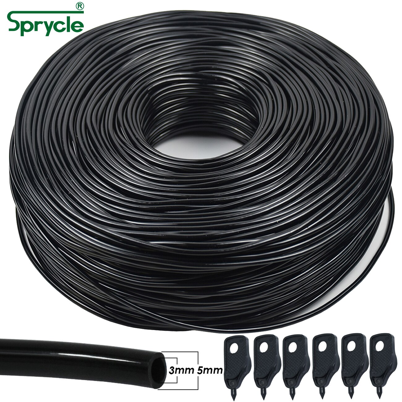 Sprycle 5-140M 3/5Mm Pvc Slang Micro Drip Irrigatie Systeem W/Puncher 1/8 ''tuin Tubing Pijp Pijl Druppelaar Planten Kas