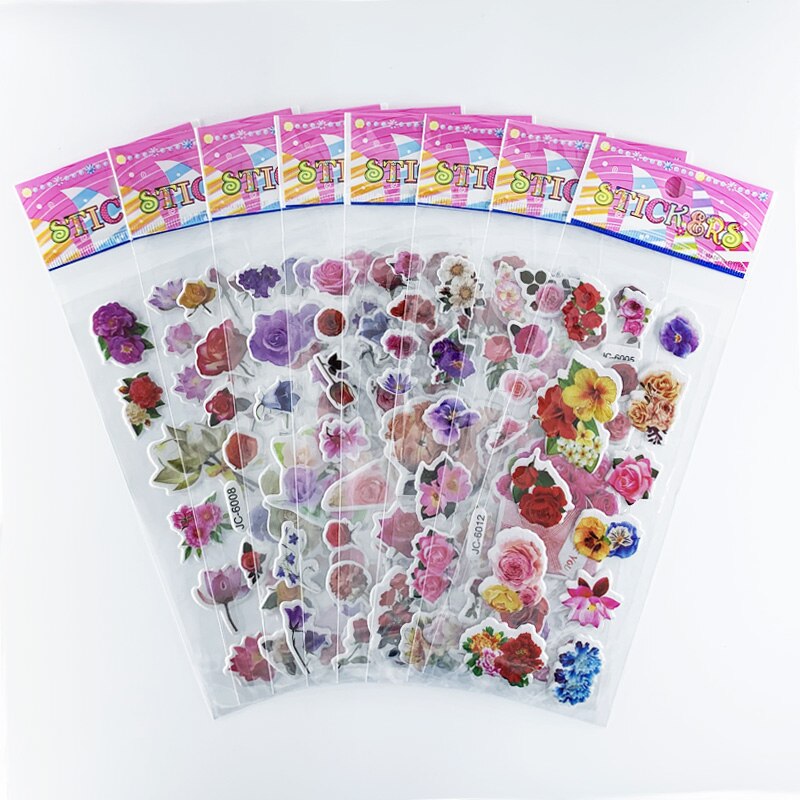 Autocollants imperméables à motif papillon de dessin animé 3D, jouet de bricolage pour enfants, décoration de chambre de filles, autocollant Kawaii, 8 feuilles/ensemble: Orange