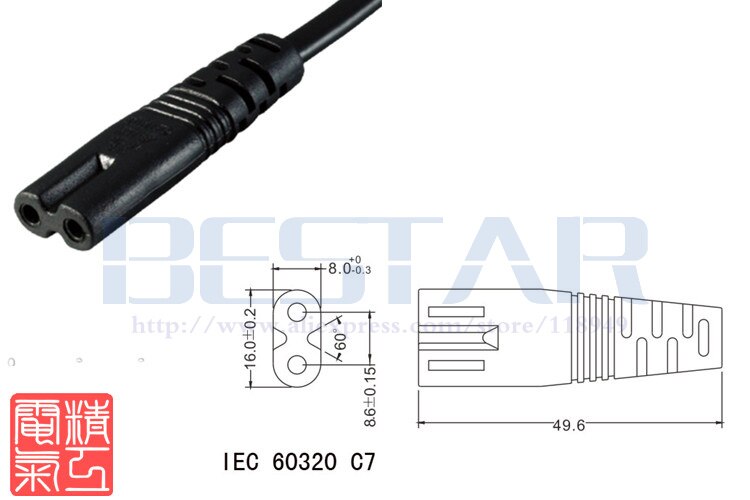 IEC 320 C14 Male Plug to IEC C7 Female short AC Power cable cord IEC320 20CM For LED display ,Printer ,Rice cooker computer