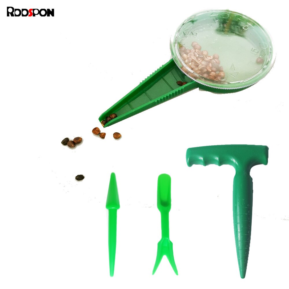 Garden Plant Seed Dispenser Sower 4pcs Depth Ruler Agriculture Transplanting Seedlings Garden Potted Plants Planting Tools