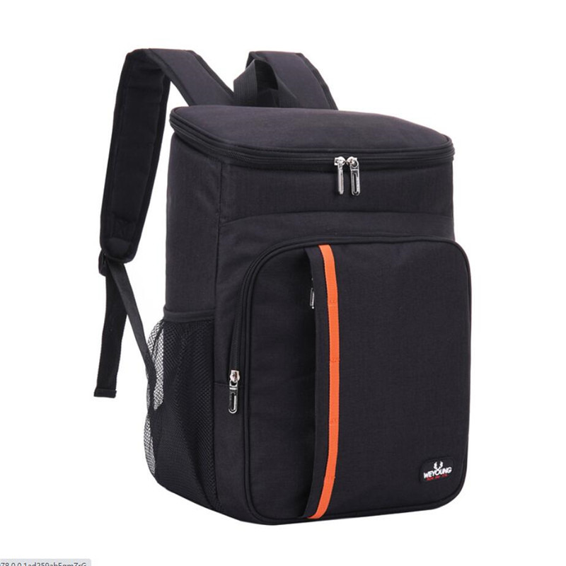 Bolsa térmica de 30L, mochila térmica grande y suave de 36 latas, bolsa aislante para nevera, viaje, playa, hielo, cerveza, mochila de almacenamiento de alimentos a prueba de fugas: Naranja