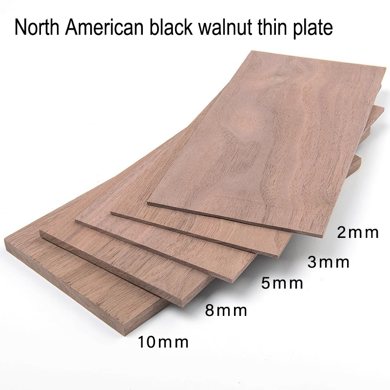 Tablero fino de nogal negro de América del Norte, hecho a mano, hoja fina de madera maciza, tablero de madera pulida, compatible con tamaño personalizado