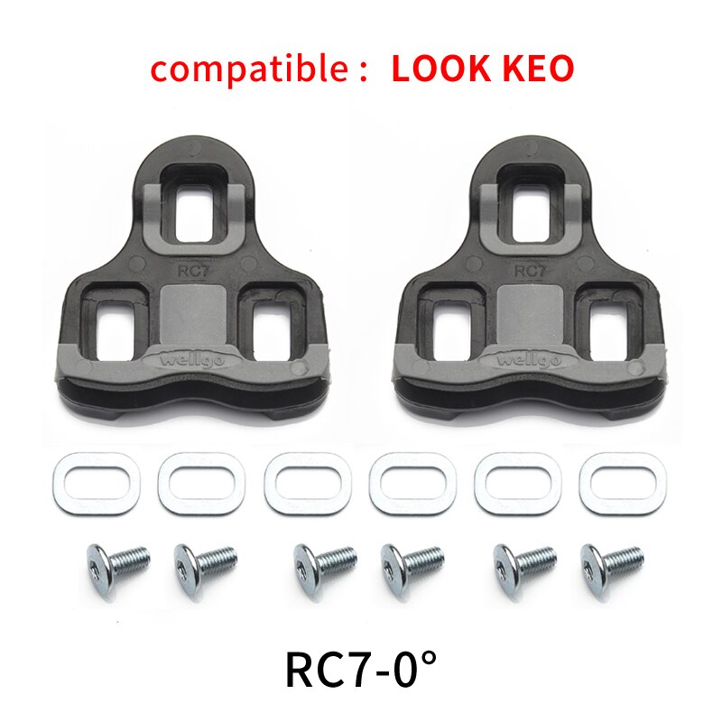 Wellgo Bicycle Pedals Cleats Accessories RC7 Black/Red road bike shoes Cleats Locking Plate / Splint compatible with LOOK KEO: RC7 Black