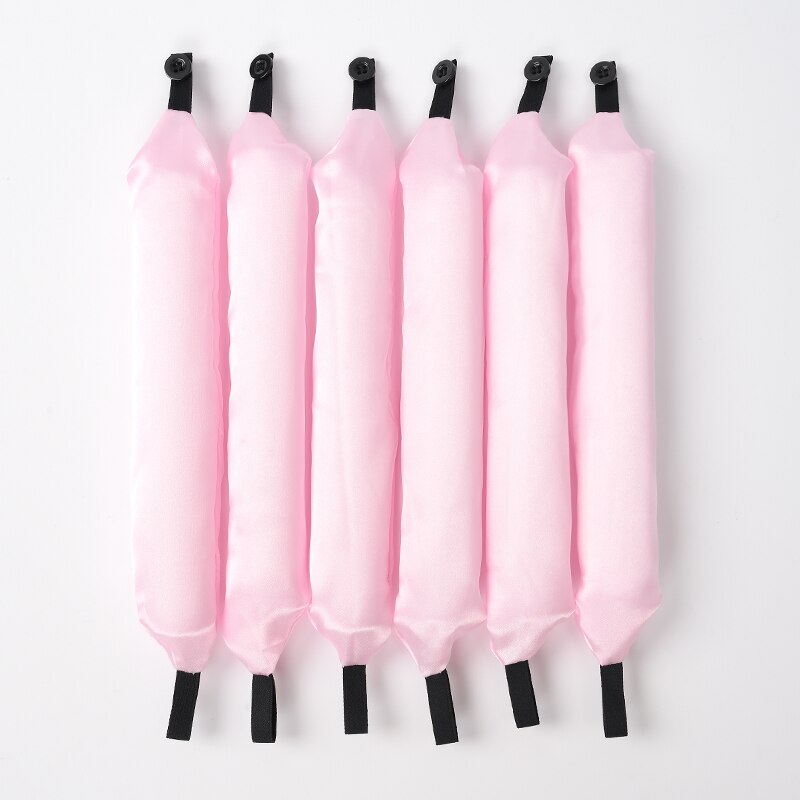 6Pcs Zachte Satijnen Kussen Rollers Haar Rollen Slaap Hair Styling Tools Haar Krultang Rollers Magic Voor Vrouwen Of Kinderen krul Flexi Staven: pink