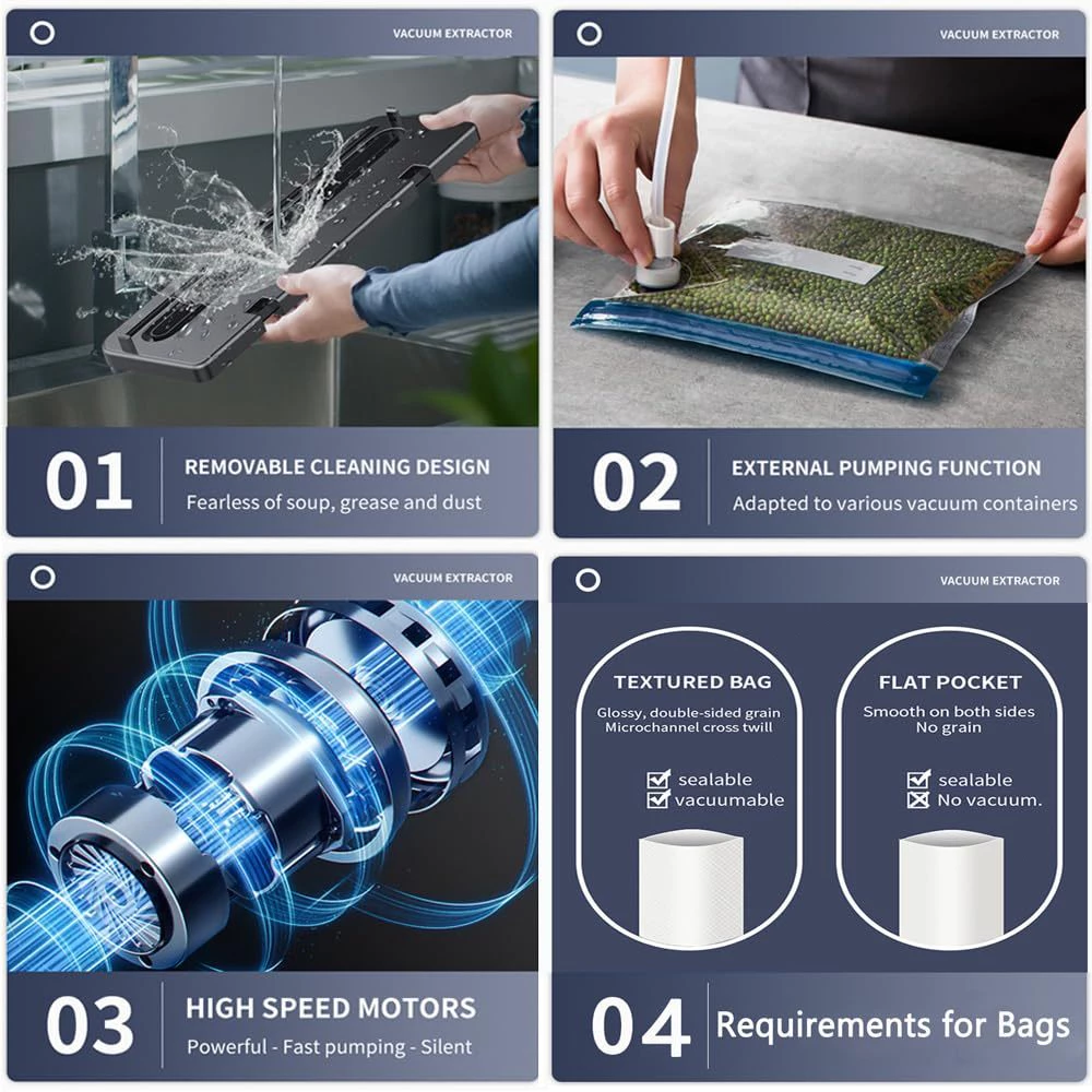 Food vacuum sealing machine Vacuum machine Food packaging machine UV household kitchen food sealing machine Seal vacuum cleaner