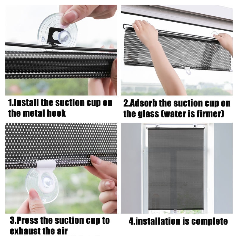 Sunshade Roller blinds Suction Cup Blackout curtains For Car living ...