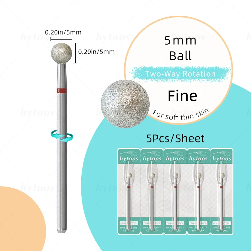 HYTOOS 5 unids/set brocas de diamante para uñas rusa cutícula limpia broca de uñas seguridad debajo del limpiador de uñas para piel muerta: Blanco