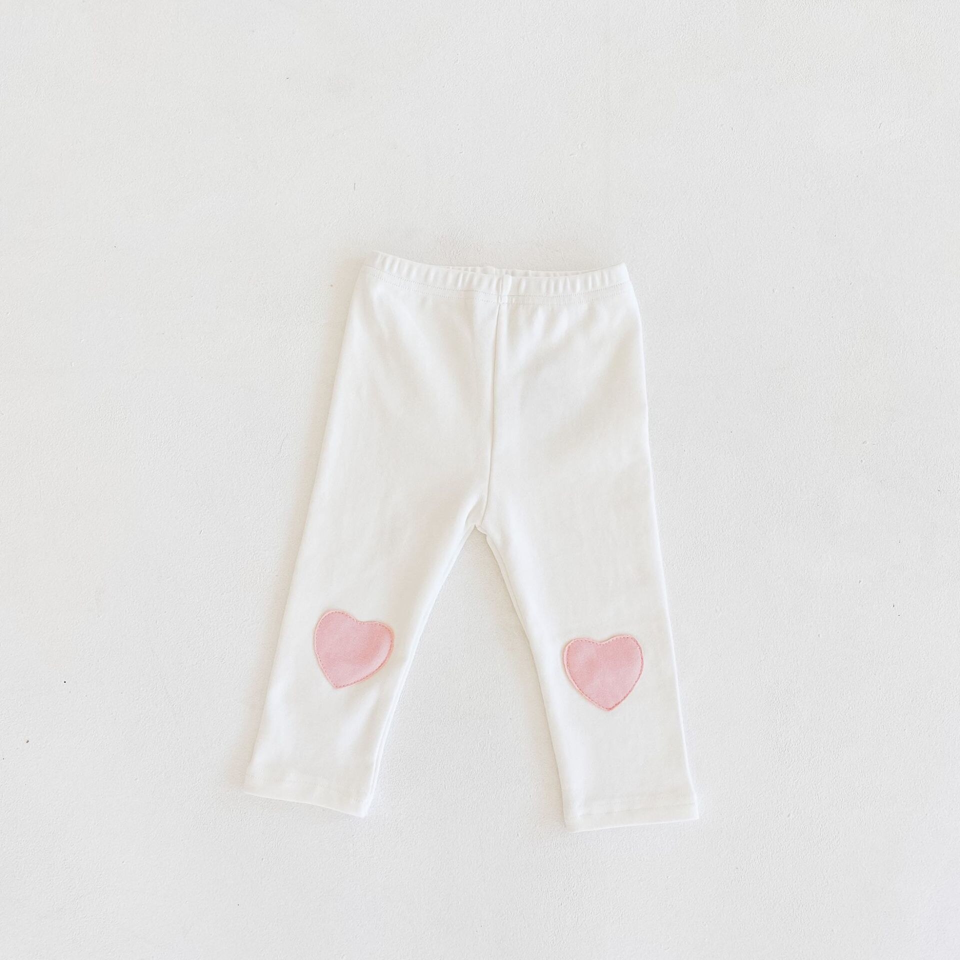 Herfst Baby Meisje Baby Liefde Doek Patch Nail Leggings Katoen Veelzijdige Broek: Off-white / 90cm