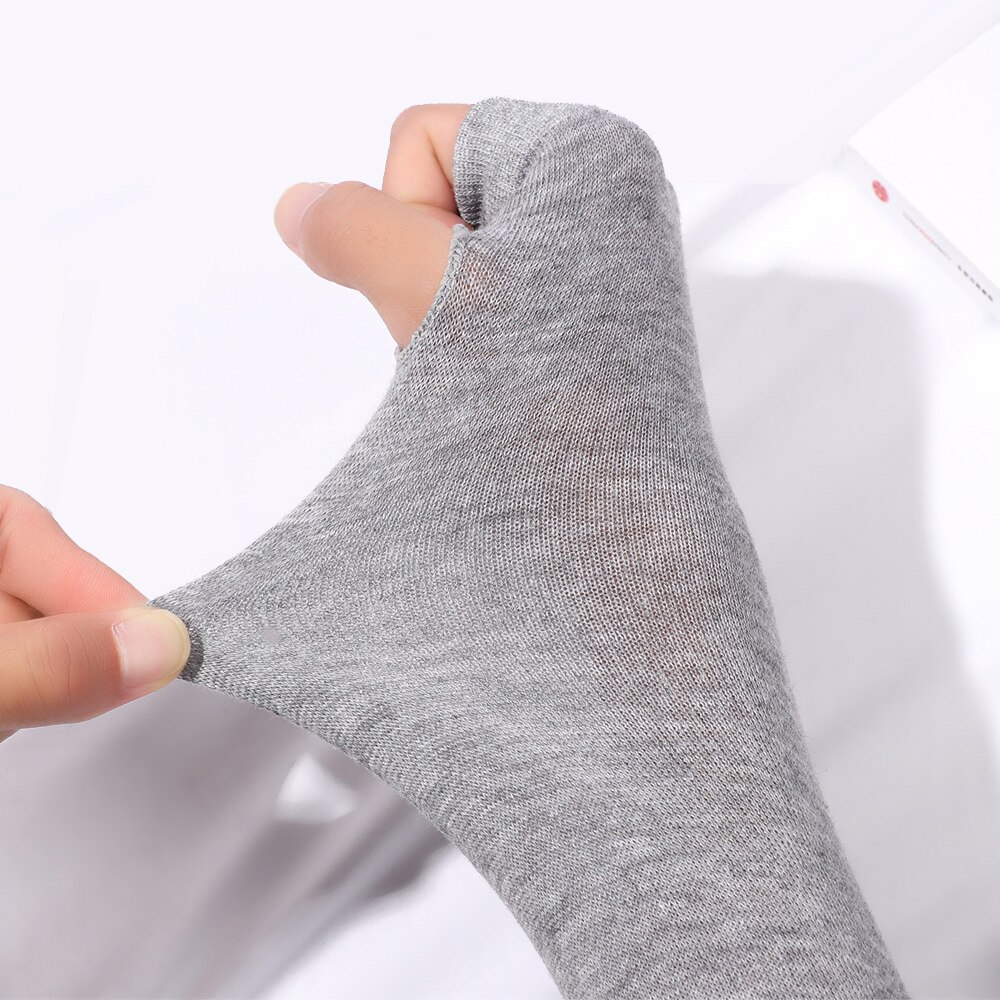 Guanti lunghi senza dita a righe da donna per ragazze guanti classici a gomito in cotone lavorato a maglia scaldamuscoli manica lunga Handschoenen