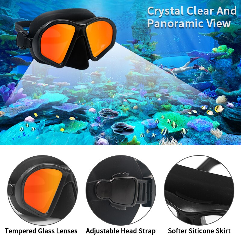 Teenager Swimming Mask Silicone Low Volume Scuba Diving Mask Freediving Scuba Dive Goggles with Coating Mirror Lens