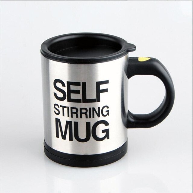 400ml Automatische Elektrische Becher Faul Selbst Rühren Becher Automatische Kaffee Milch Mischen Becher Tee Clever Edelstahl mischen tasse: Schwarz