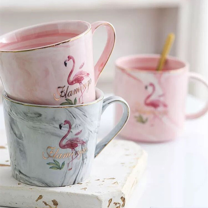 Taza grande de cerámica para café y oficina, tazas de porcelana con flamencos, té, 200-400ML