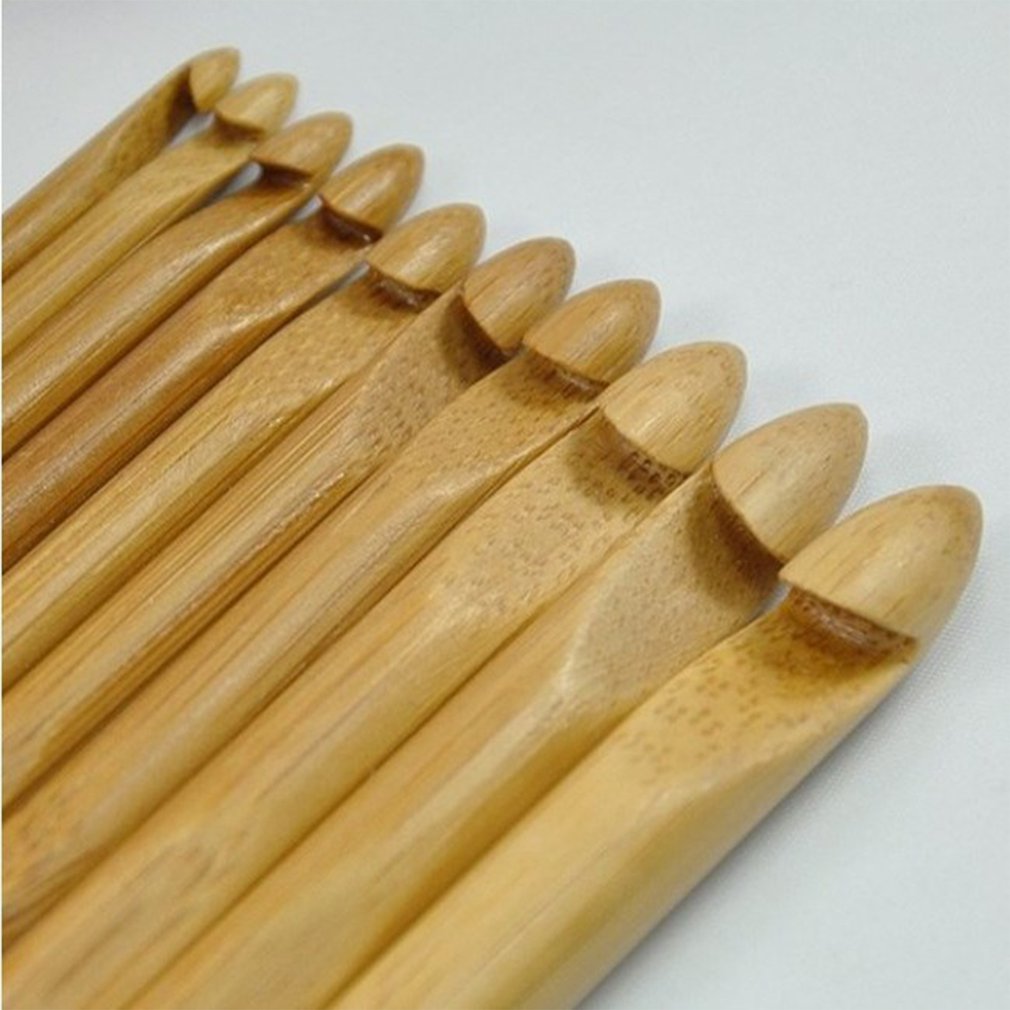 3 mm-10mm 12 PCS/lot Carbonized round bamboo crochet Hooks Knitting Needles DIY Sewing Tools Weave Craft Knit Crocheting bodkin