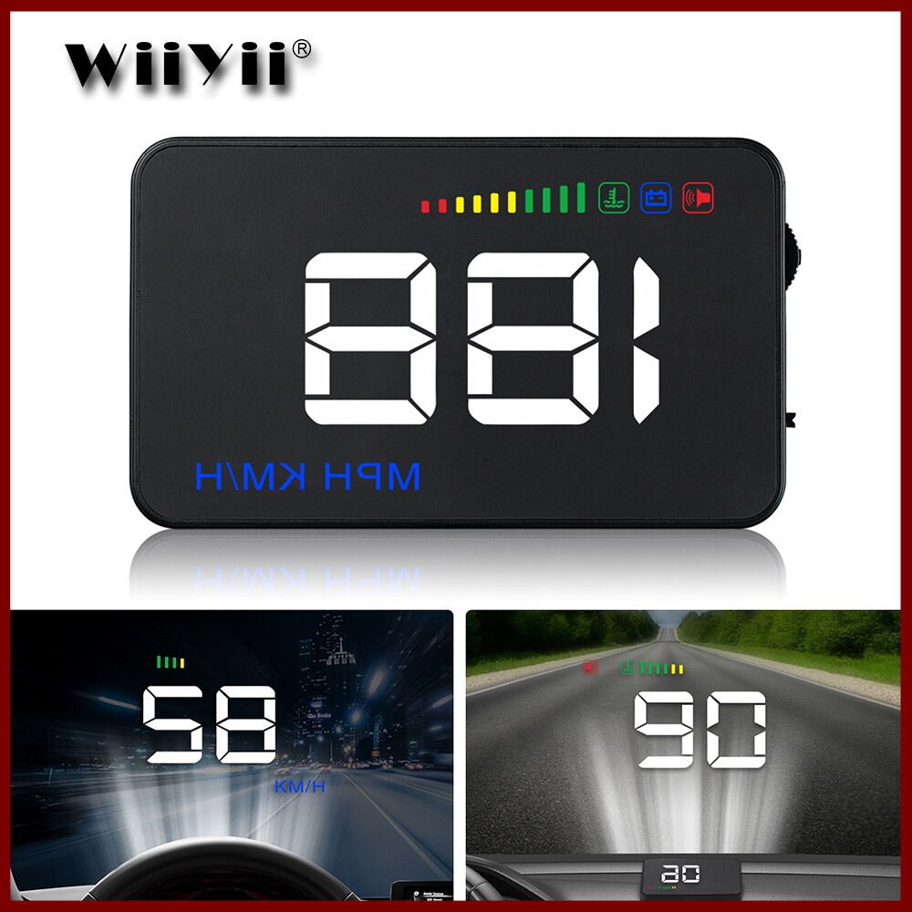 A500 Head Up Display Auto Km/H Mph Auto Elektronica OBD2 Hud Voorruit Projector Grote Fond Koelvloeistof Temp