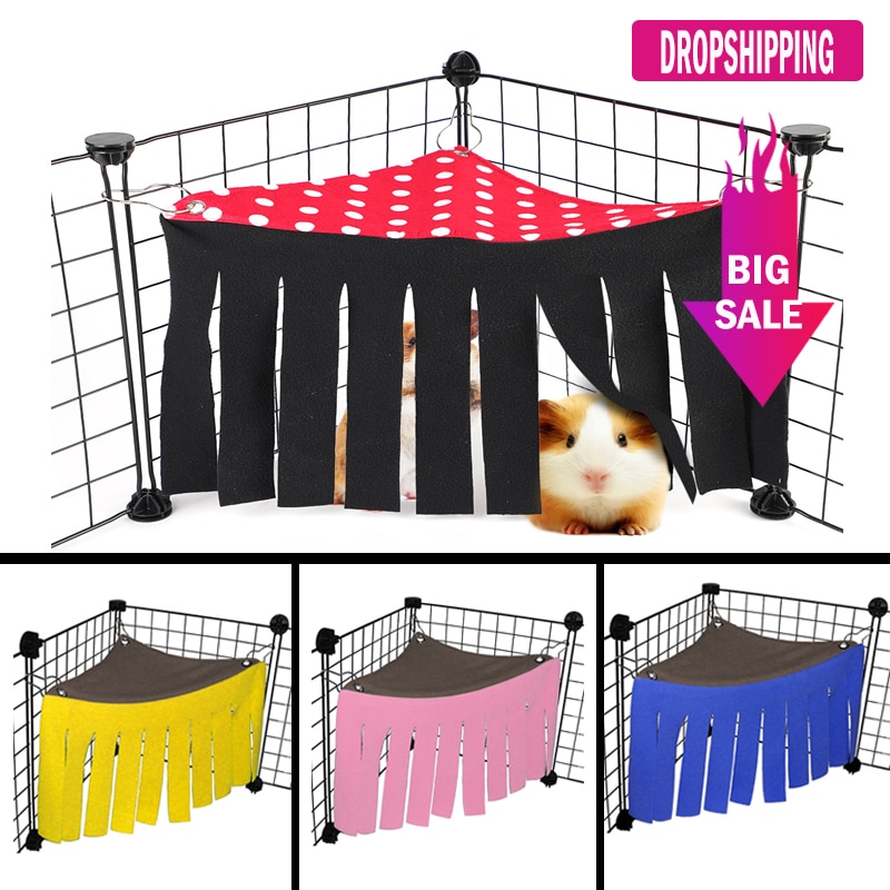 Tienda de campaña con cinta de borla para mascotas, hamaca de erizo, conejillo de indias, cortina, cama colgante, nido de esquina, casa