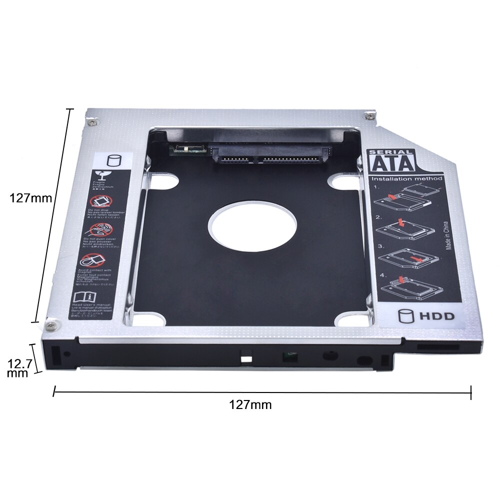 TISHRIC Aluminium 2nd HDD Caddy 12.7mm SATA 3.0 CD DVD naar HDD Voor 2.5 &#39;&#39;SSD HDD Case behuizing CD-ROM Optibay