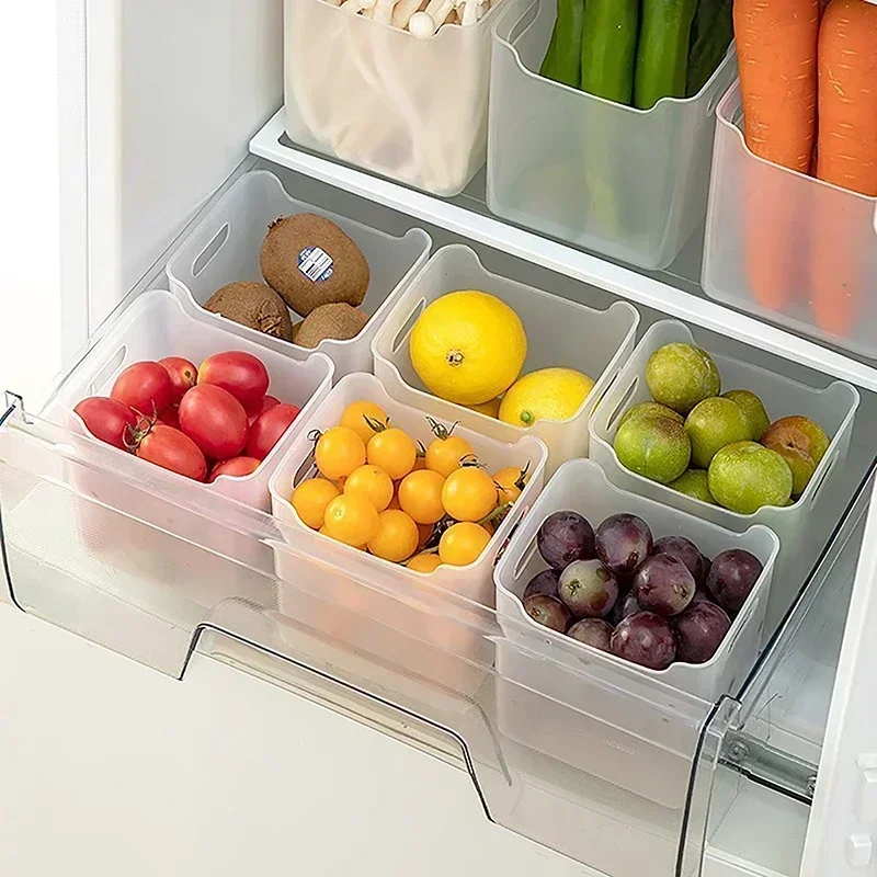 4 stk Kjøleskap Oppbevaringsbokser - matte fersk Organizer - side Dør - Plast