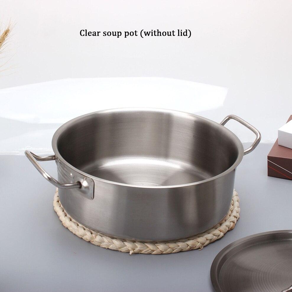 304 Stainless Steel Pot Thickened Mandarin Duck Pot Large Capacity Soup Pot With Spoon Special For Induction Cooker Pan: Soup pot Without lid / Outer diameter 30cm