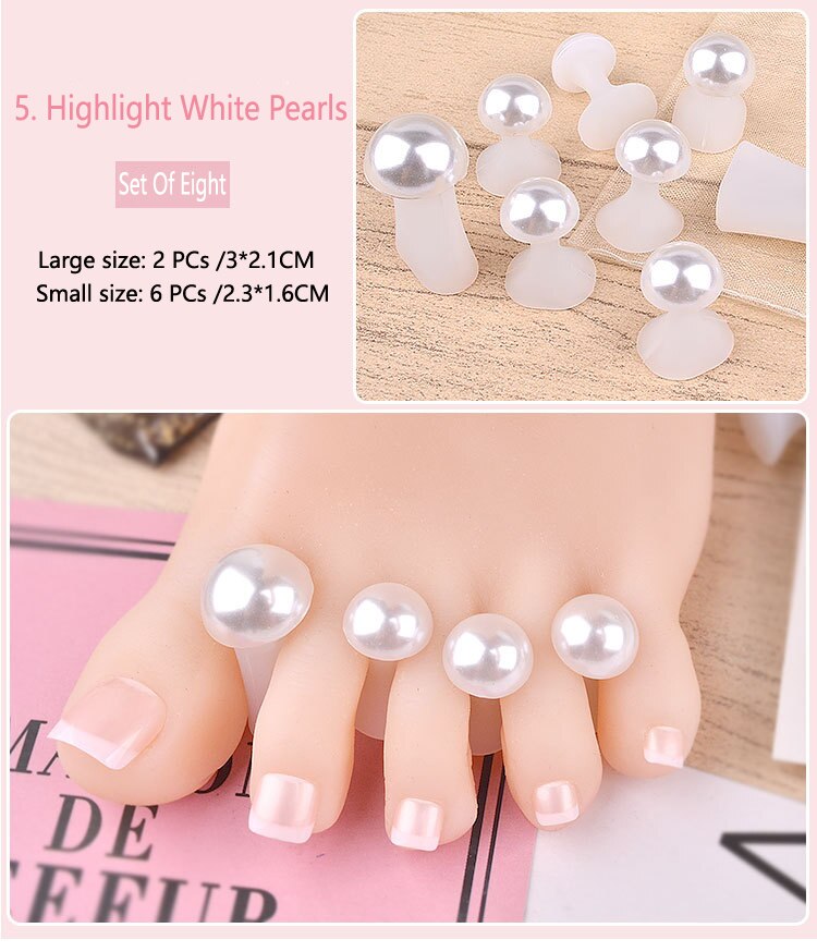Separador de dedos del pie de silicona suave, modelado de flores para manicura y pedicura, herramienta artística para el cuidado de los pies, 8 Uds.: GJFZQ05