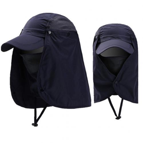 Unisex Waterdicht Uv-bescherming Ademend Baseball Hoed Cap Met Gezicht Hals Flap Outdoor Toerisme Fietsen Vissen Zonnehoed: Navy Blue