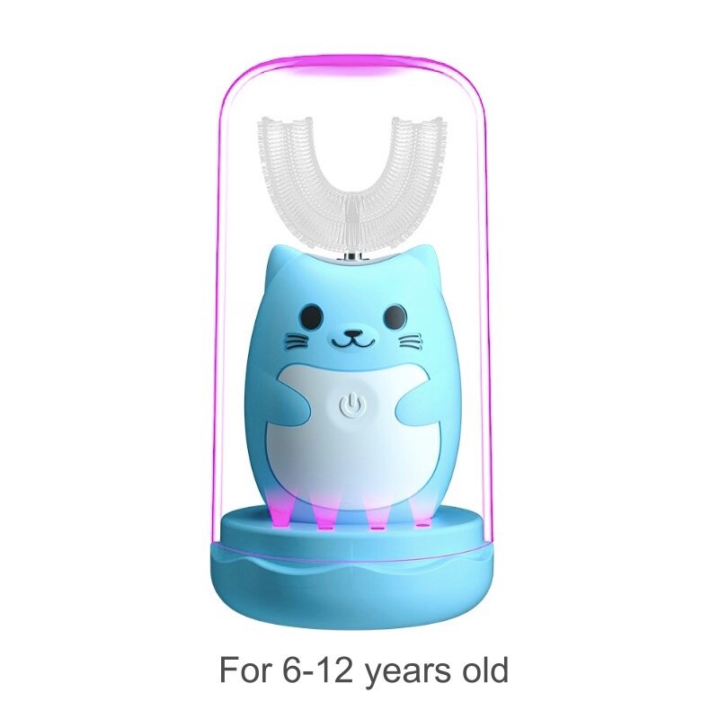 Mamon Kids Kinderen Elektrische Tandenborstel Voor Meisje En Jongen Waterdichte Timer Oplaadbare Met Uv Steriliseren: Blue 2