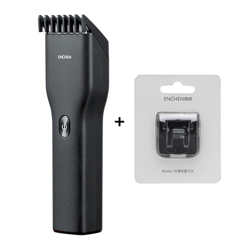 Enchen Men Electric Hair Trimmer Ceramic Clipper USB Fast Charge Hair Cutter Trimmer Family Friend: Black add 1pc head