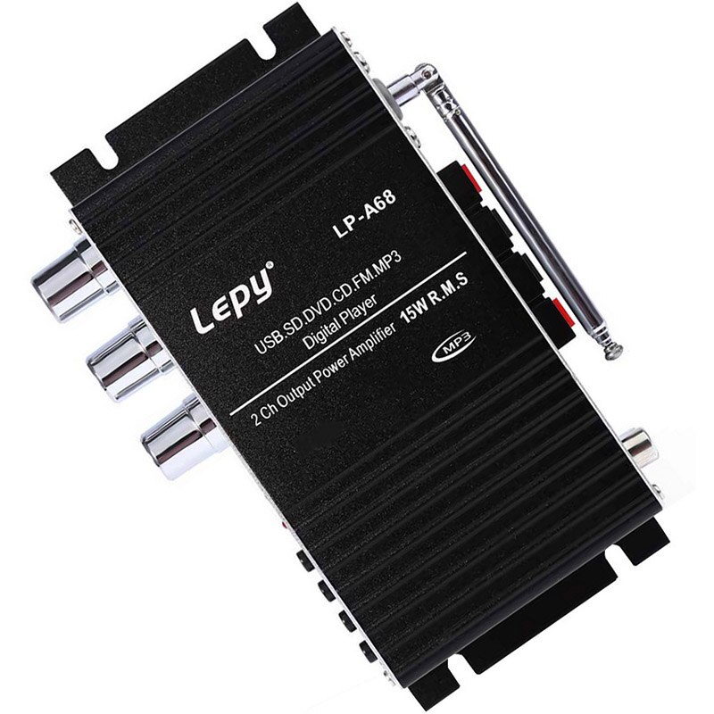 USB FM SD card car amplifier Small amplifier motorcycle with remote control amplifier 2x15W RMS 2ch output power amplifier