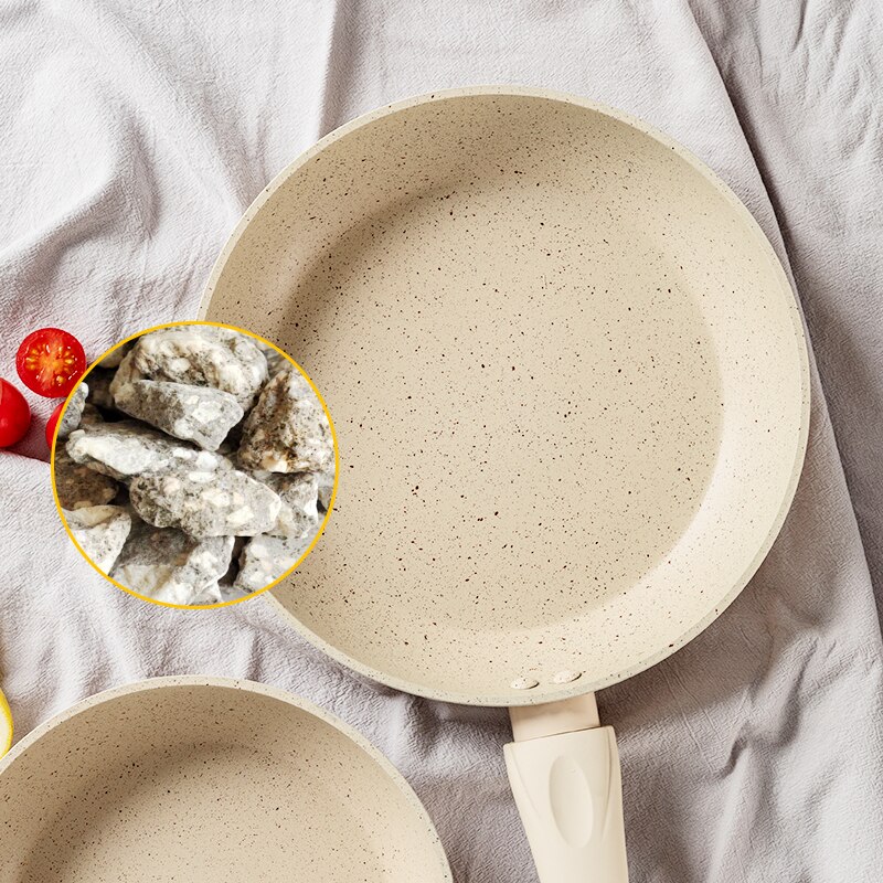 ZANBOSS Beige Granite Color Fry Pan Marble Coating Frying Pan Non-stick Fire Use Cooker 20/24/28 Pan
