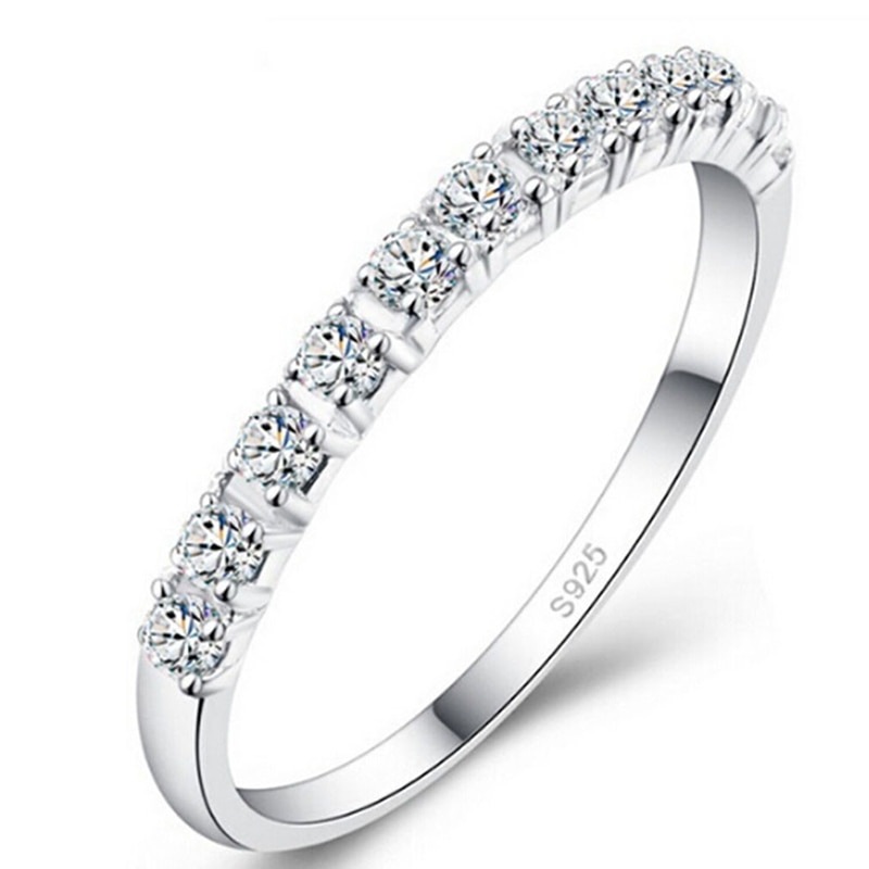 Micro Pave Zirconia Bruiloft/Engagement Ringen Zilveren Kleur Brand Crystal Ring Sieraden Voor Vrouwen