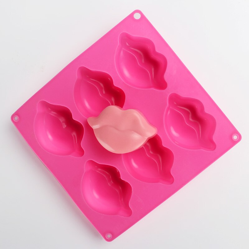 3d læber form sæbe model silikone sæbe form seks-hullers smuk læbe håndlavet sæbe silikone form: Default Title