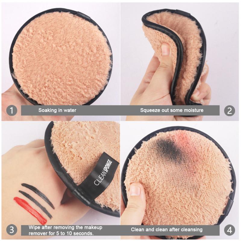 3pcs/set Soft Lazy Cleansing Powder Puff Reusable Fiber Makeup Remover Puff Kit TSLM1