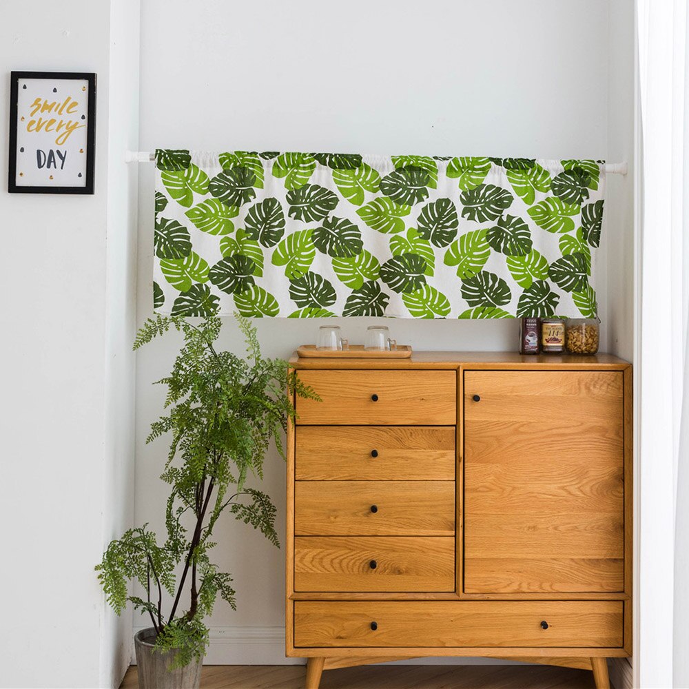 Valance Curtains for Living Room Rose Printing Window Curtain Valances Burlap Cotton Short Semi-Sheer Curtains Window Drapes: Style C