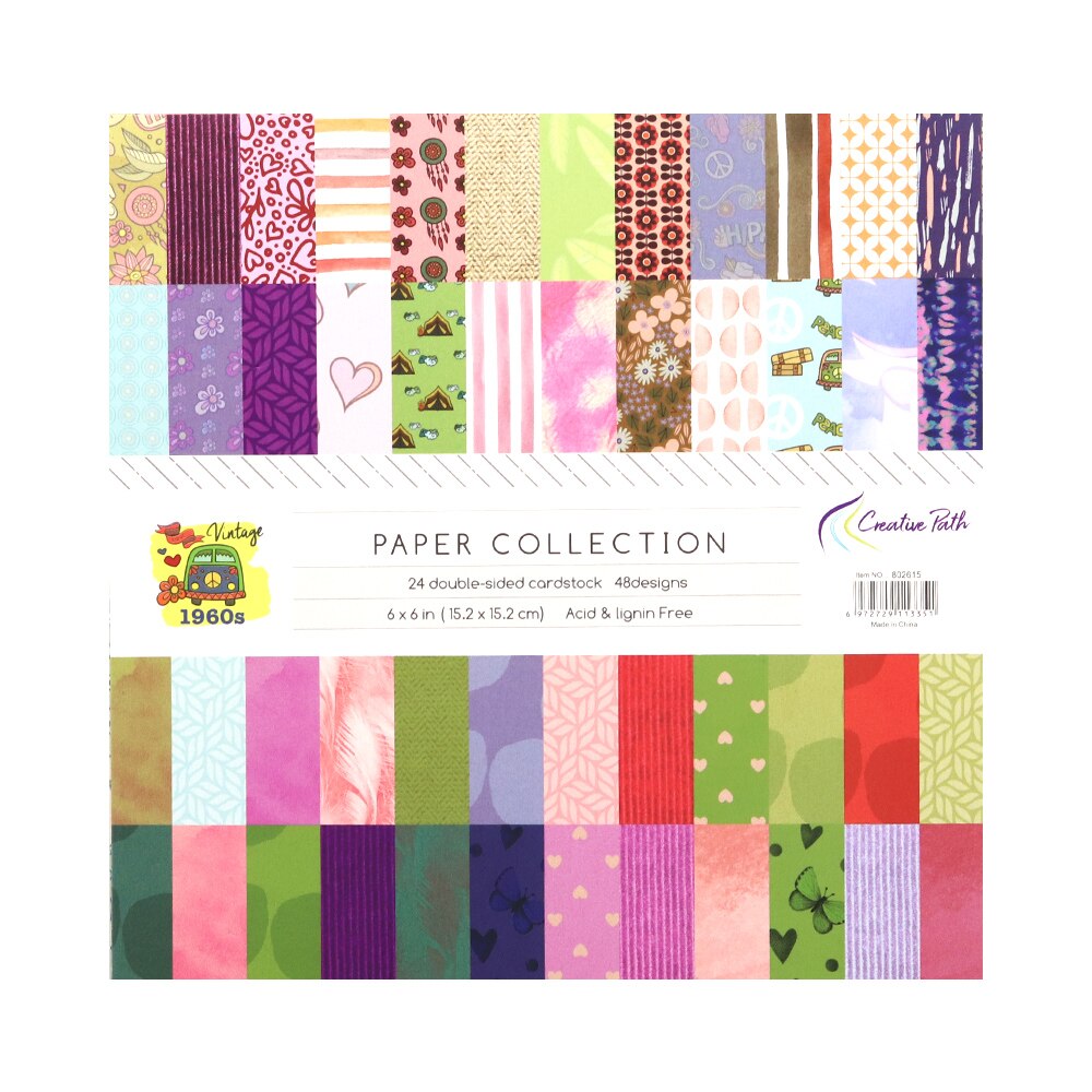 Scrapbooking Paper Pad - 6"x 6" - 24 Sheets - Acid Free Cardmaking Background Pack