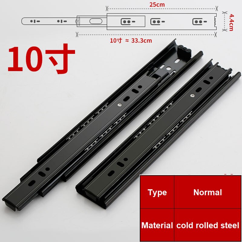 2PCS6" - 20" Stainless Steel Drawer Slides Soft Close Drawer Track Rail Sliding Three-Section Cabinet Slides Furniture Hardware: 10incnnormal