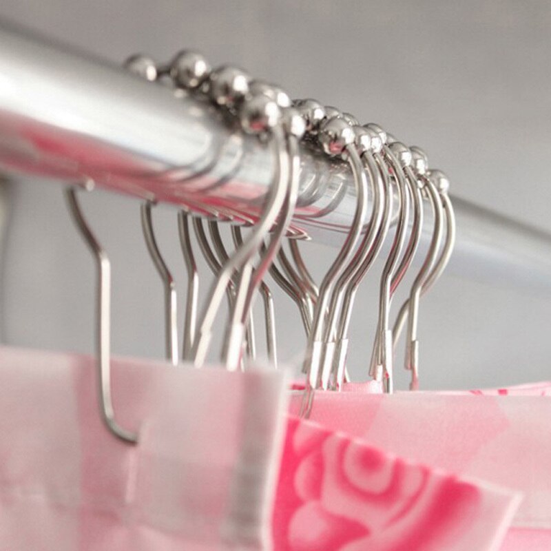 12Pcs Praktische Rvs Gordijn Haken Bad Rollerball Douche Gordijnen Glide Ringen Handig Thuis Badkamer Accessoires