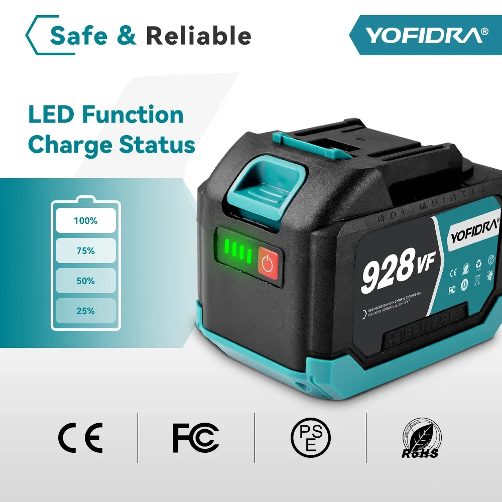 YOFIDRA 388VF 928VF Rechargeable Lithium Battery 22500mAh 15000mah Li-ion Battery for Electric Chainsaw Drill Wrench Power Tool
